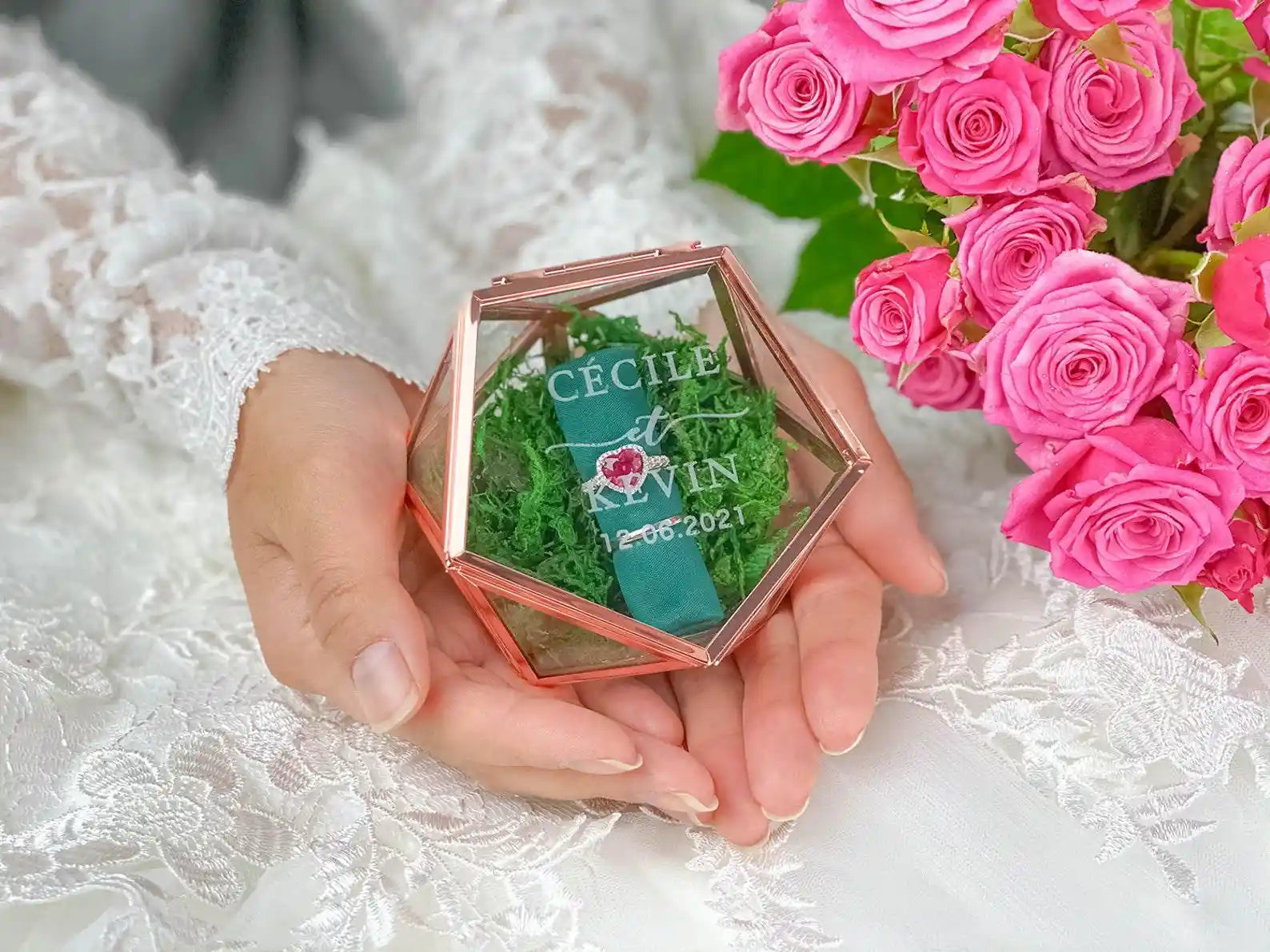 Boite alliance en verre personnalisée - style plante