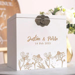 Urne mariage personnalisée blanc – Fleur arnica