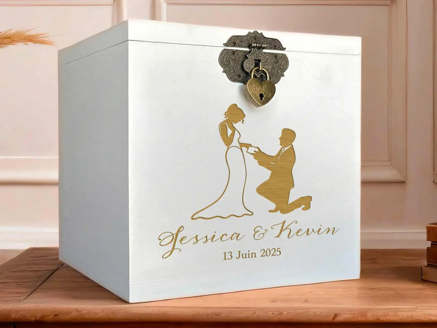 Urne mariage personnalisée blanc – Déclaration d’amour