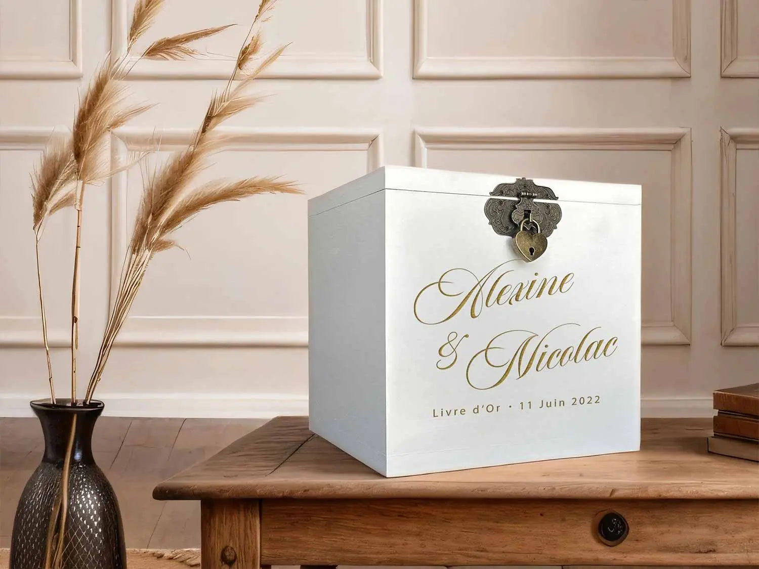 Urne mariage personnalisée blanche – Juste toi et moi