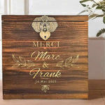 Urne mariage personnalisée brûlé – Merci