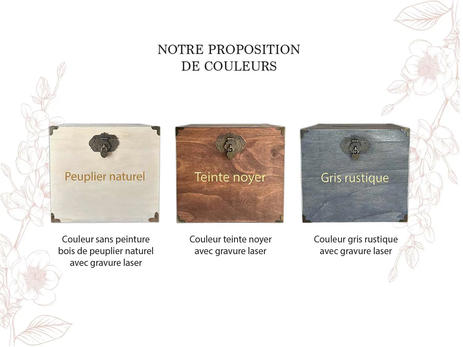 Urne mariage personnalisée, Teinte noyer, Champ d'olivier