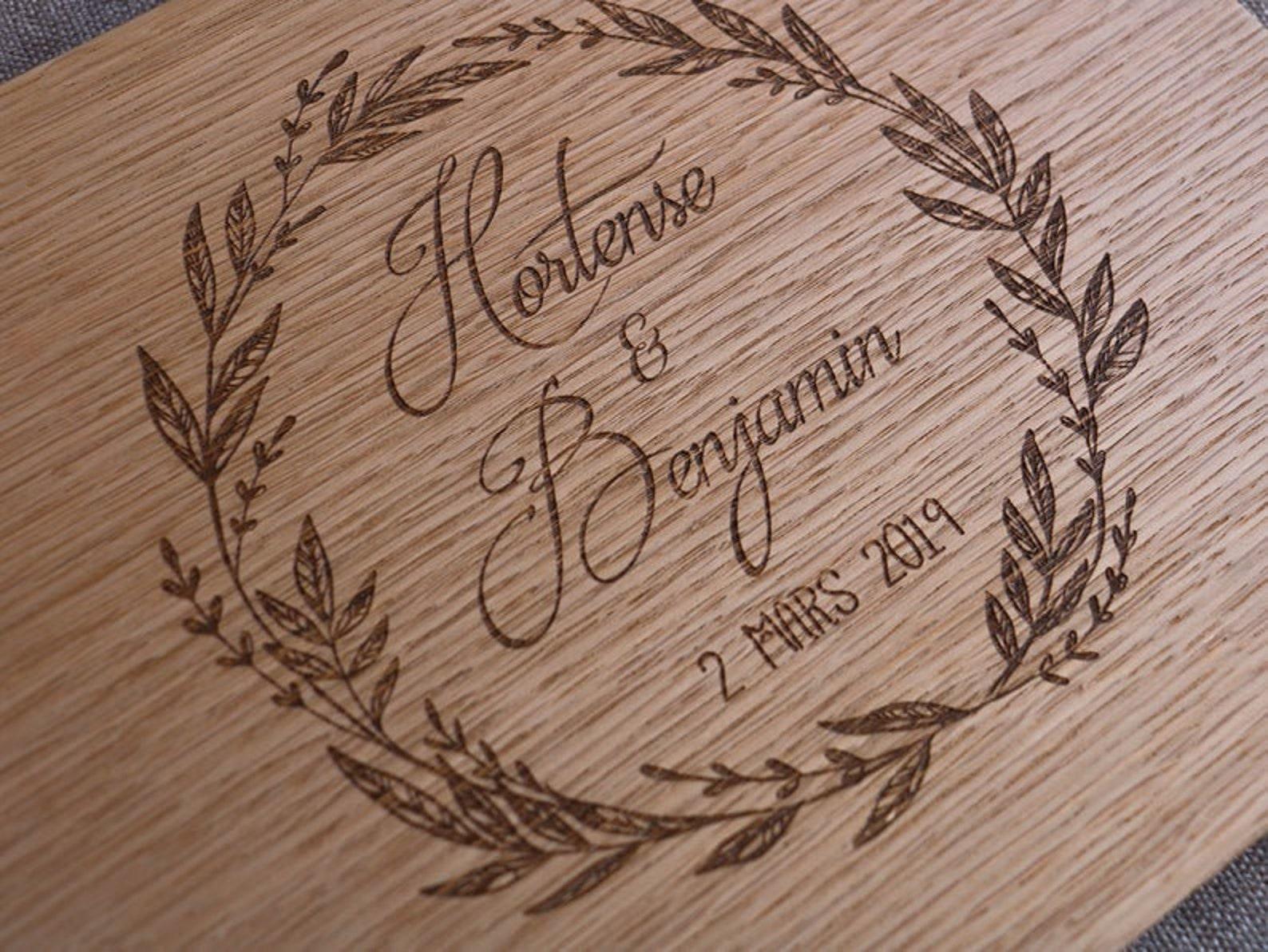 Livre d'or mariage en bois personnalisé - 01 - Monzaya