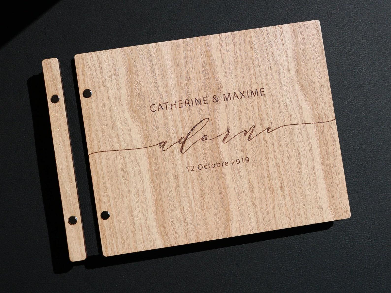 Livre d'or mariage en bois personnalisé - 08 - Monzaya
