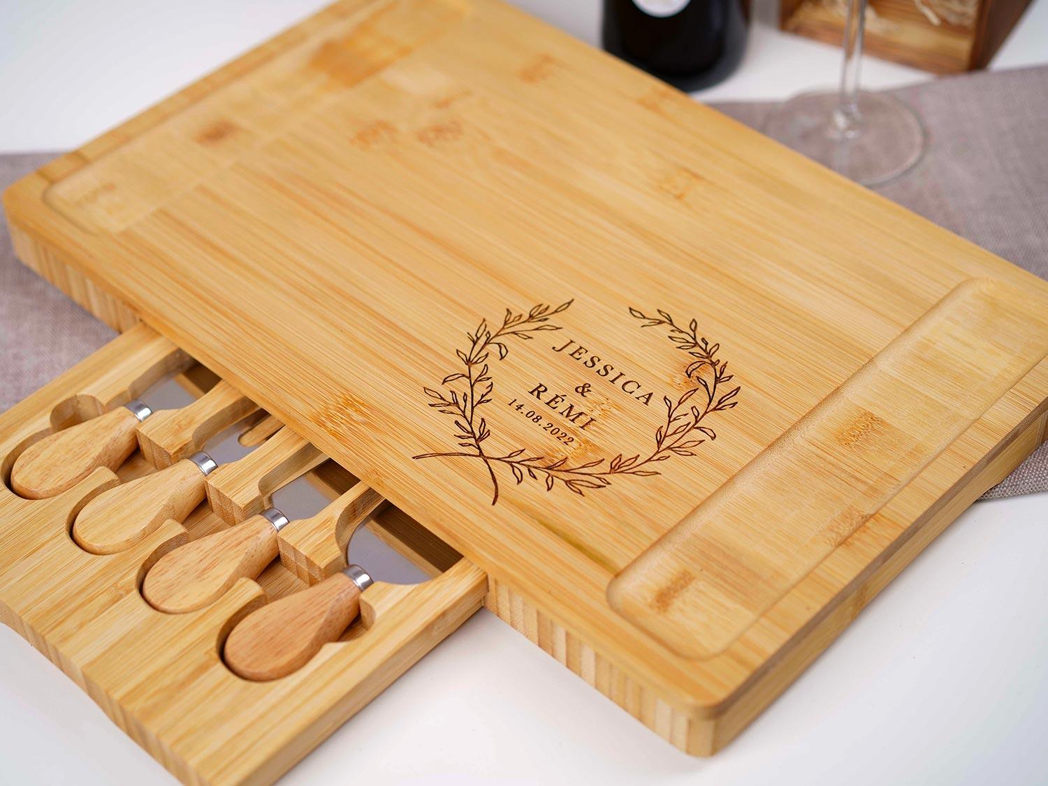 Planche fromage en bambou, Plateau fromage personnalisé