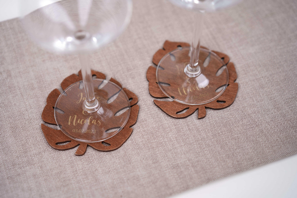 Sous verre personnalisé style carré et feuille