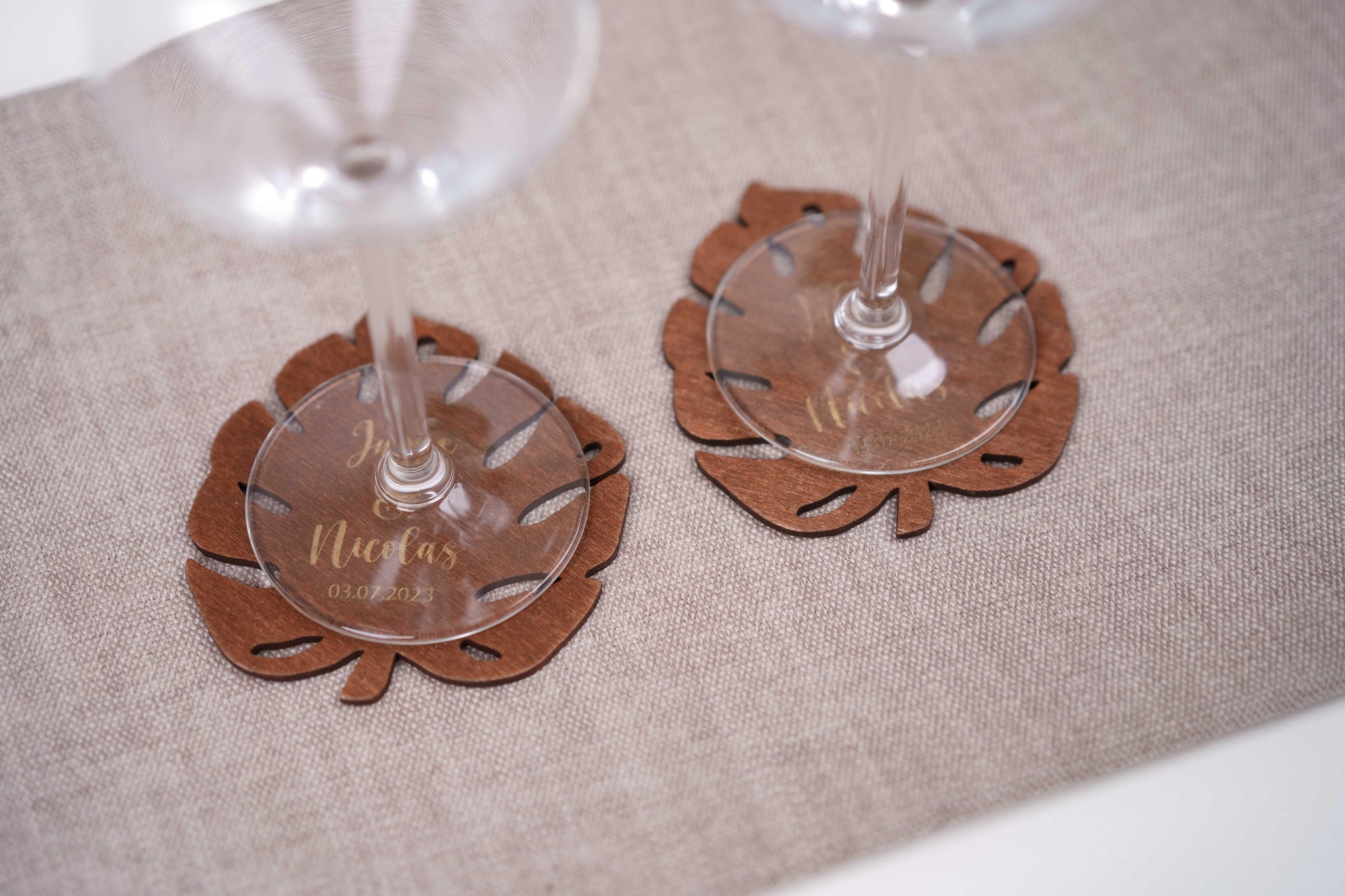 Sous verre personnalisé style carré et feuille