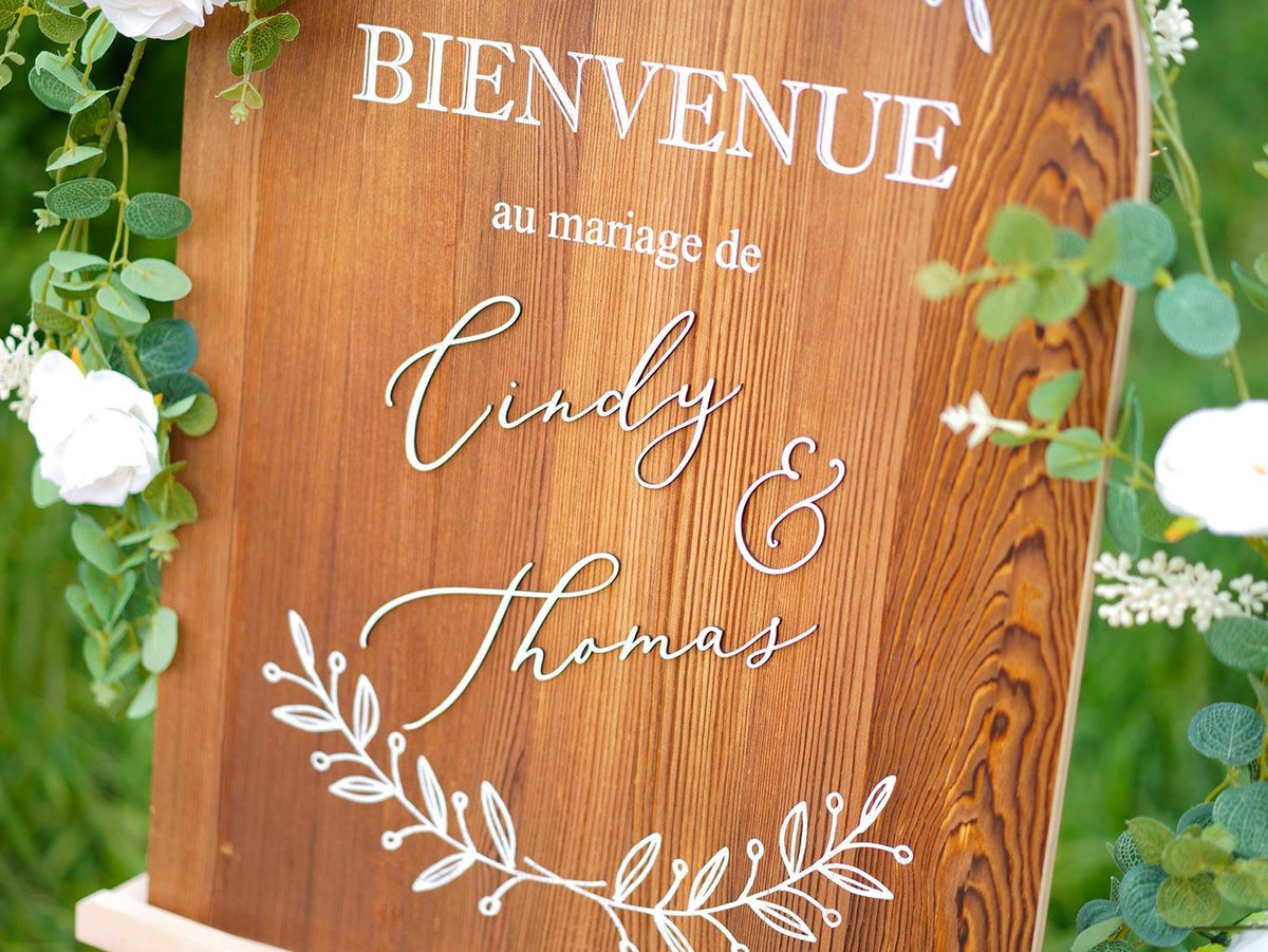 Panneau bienvenue mariage en bois personnalisé