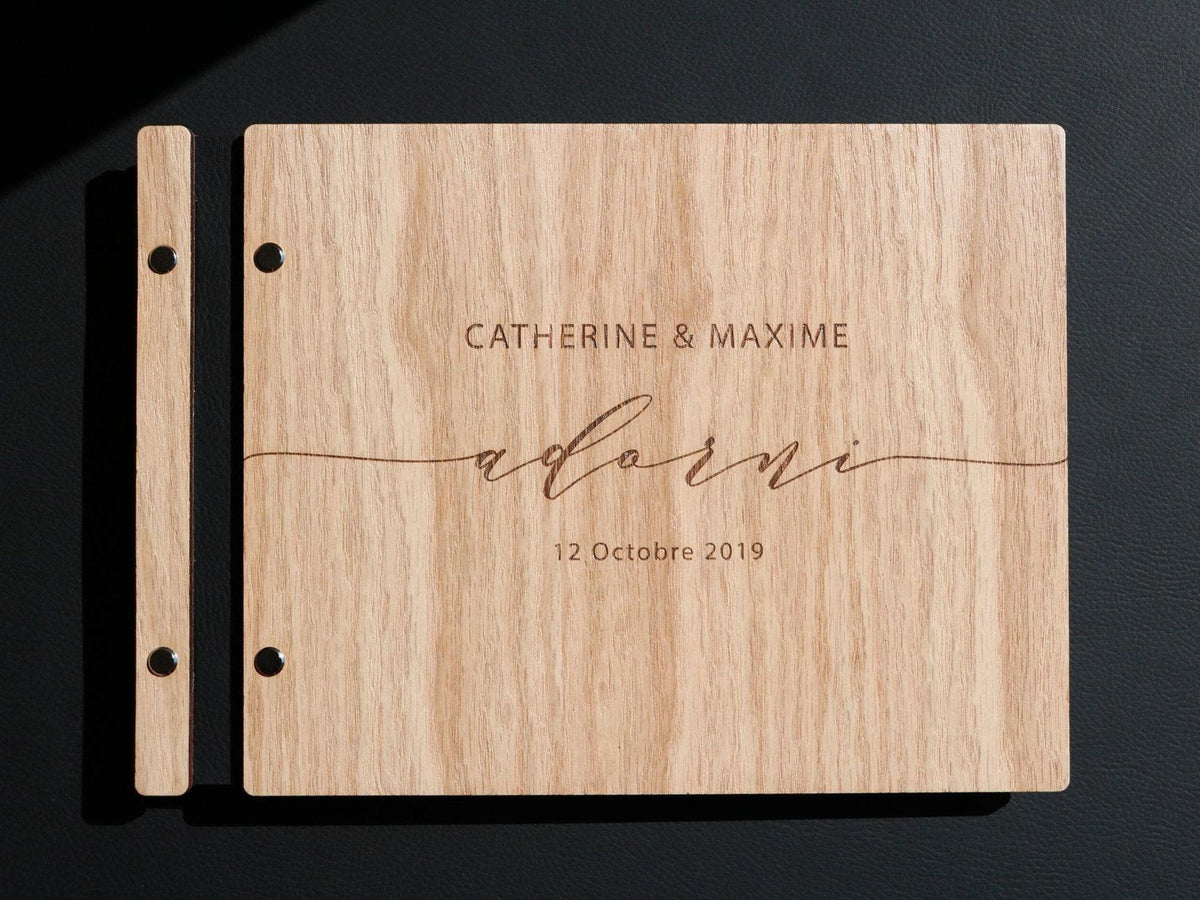 Livre d'or mariage en bois personnalisé - 08 - Monzaya