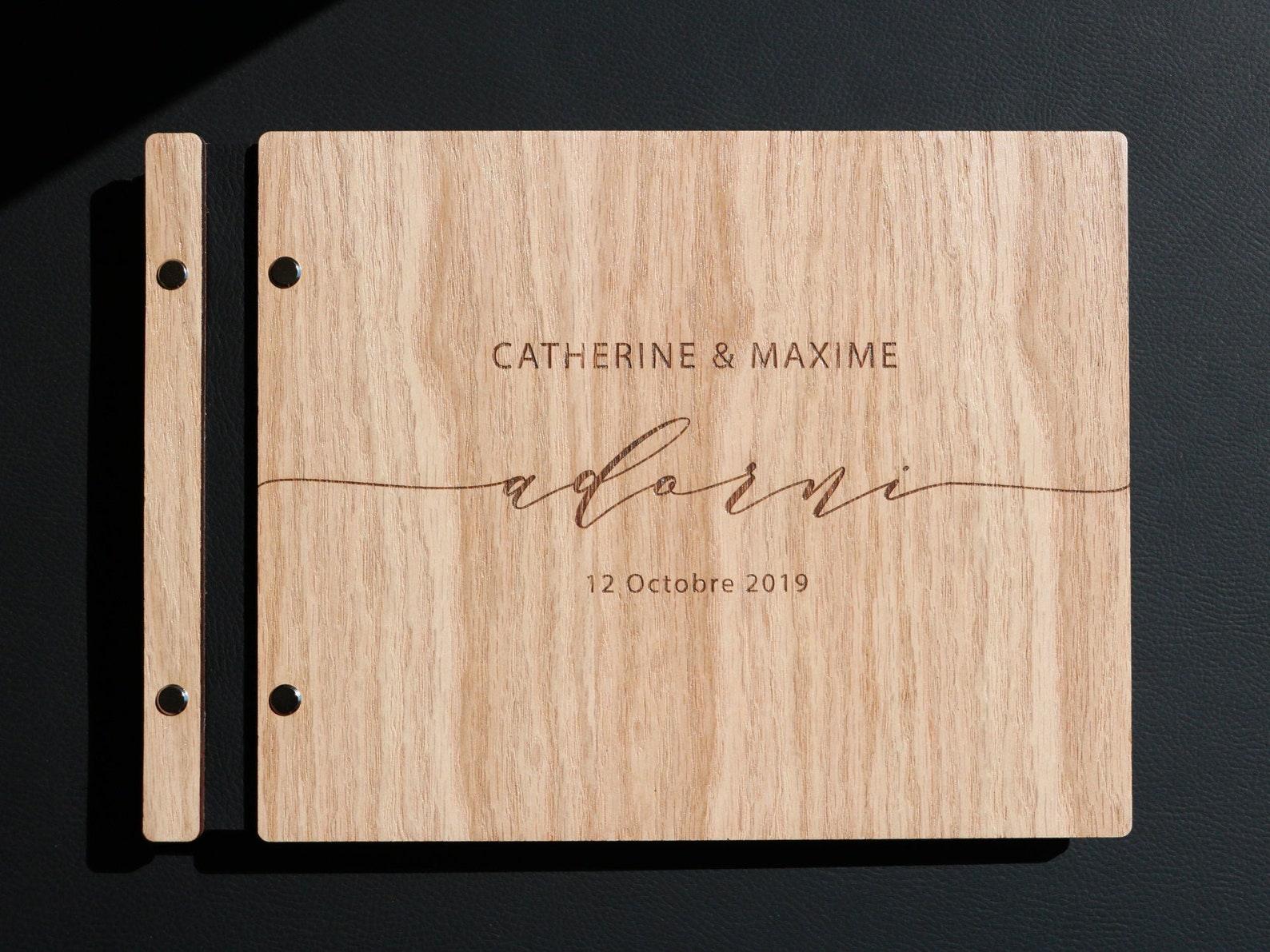 Livre d'or mariage en bois personnalisé - 08 - Monzaya