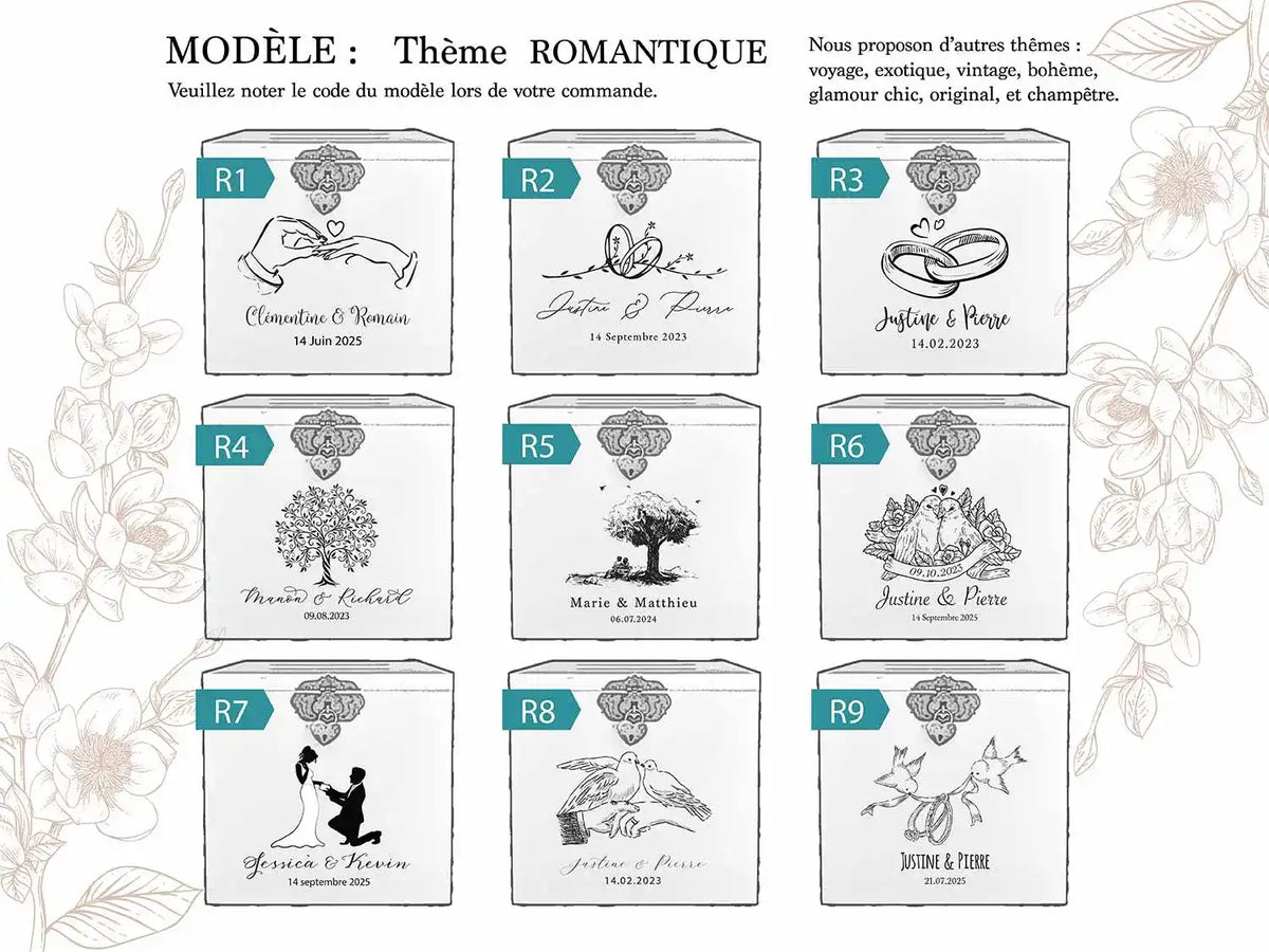 Urne mariage Charme romantique