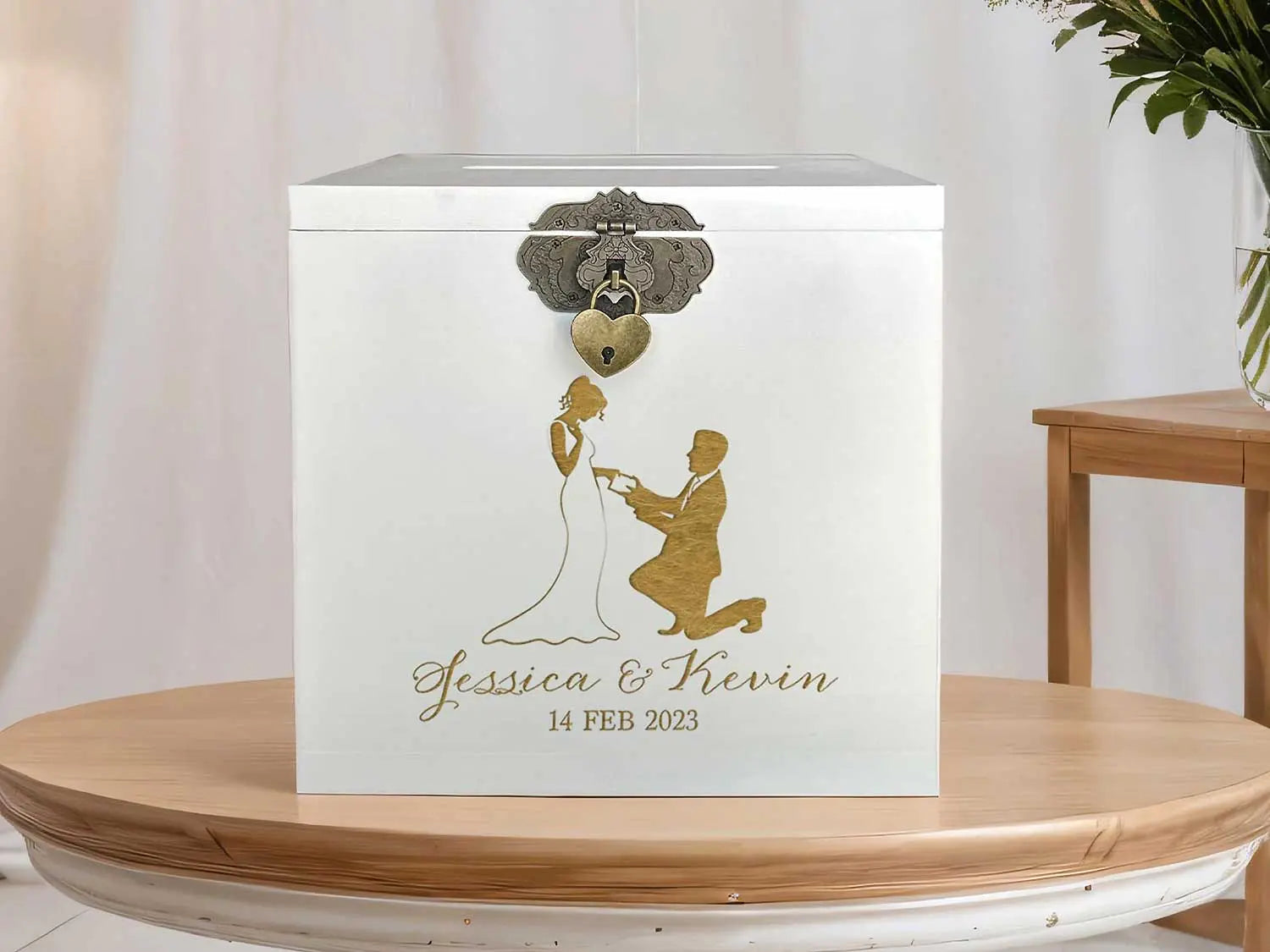 Urne mariage personnalisée blanc – Déclaration d’amour