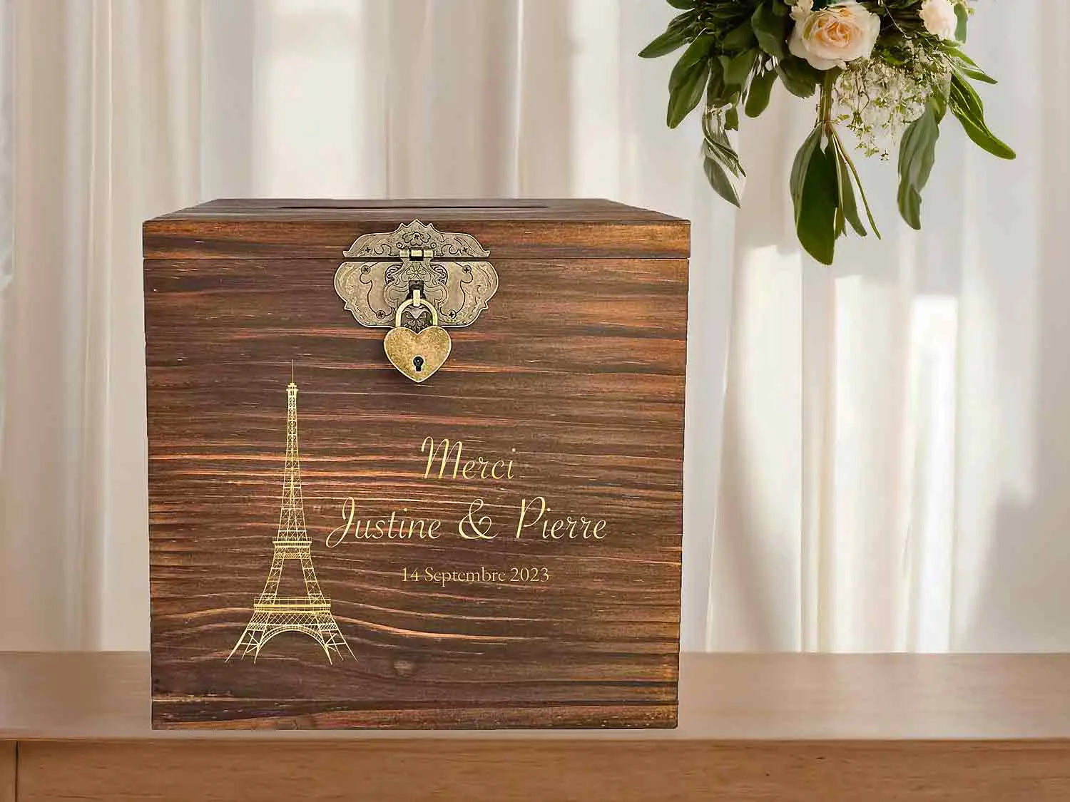Urne mariage personnalisée brûlé – Destination Paris