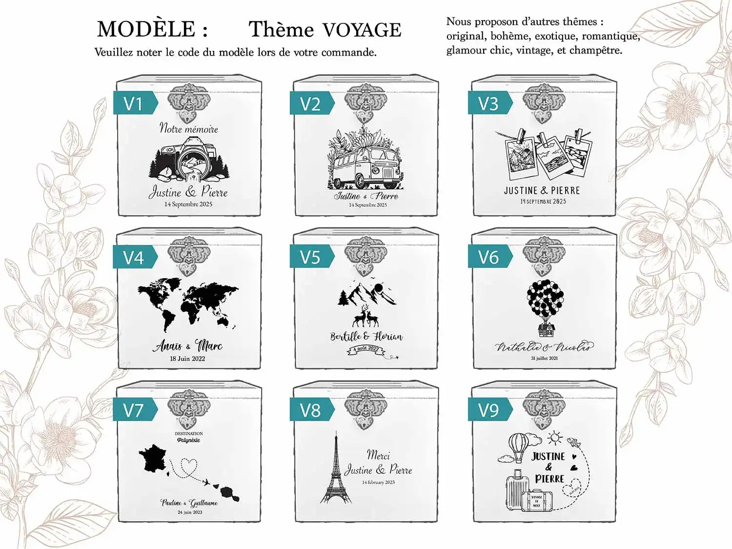 Urne mariage personnalisée brûlé – Destination Paris