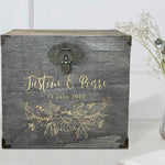 Urne mariage personnalisée gris rustique – Clipart coquelicot