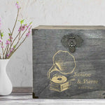 Urne mariage personnalisée gris rustique – Gramophone vintage