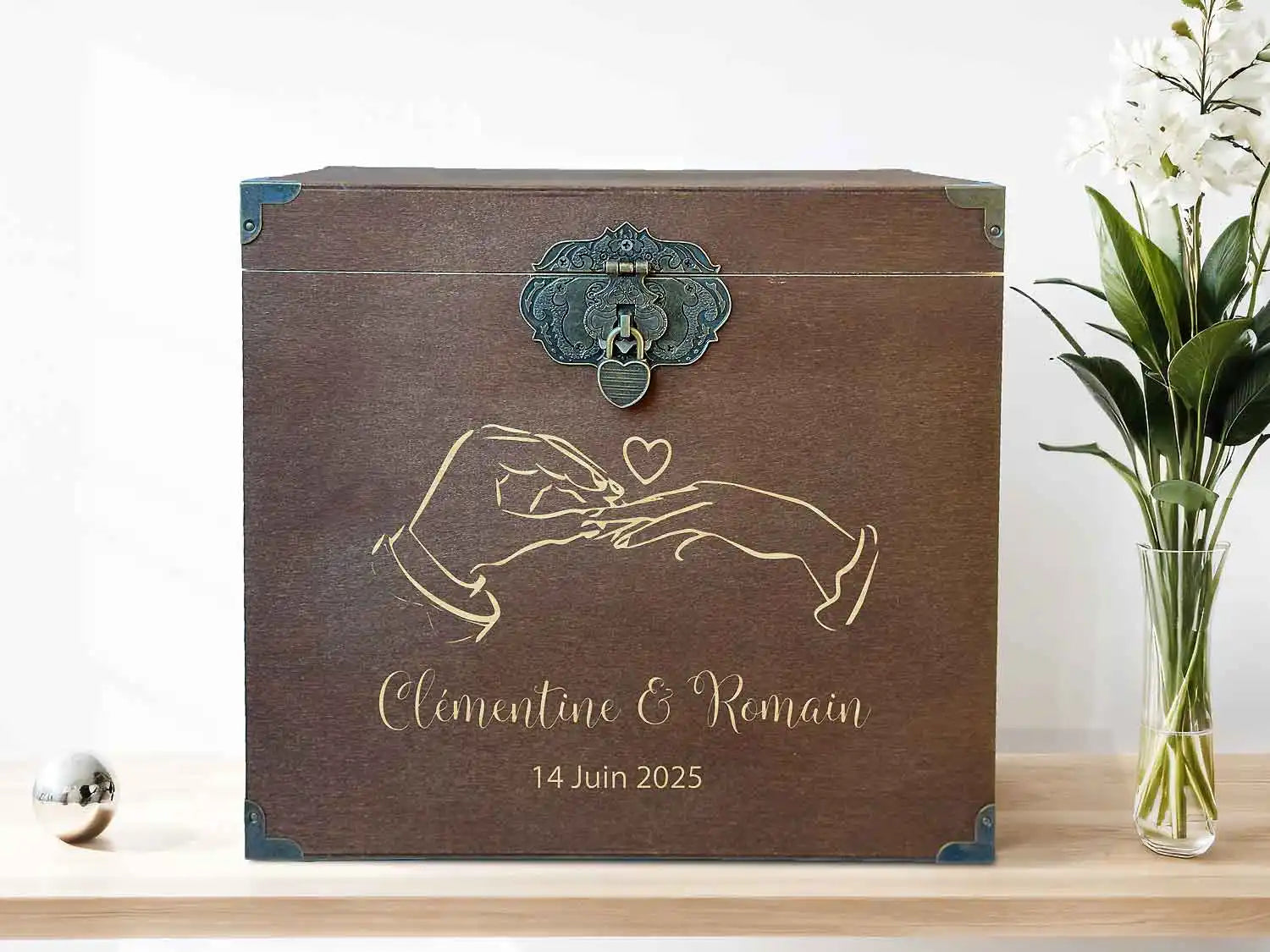 Urne mariage teinte noyer – Oui pour la vie