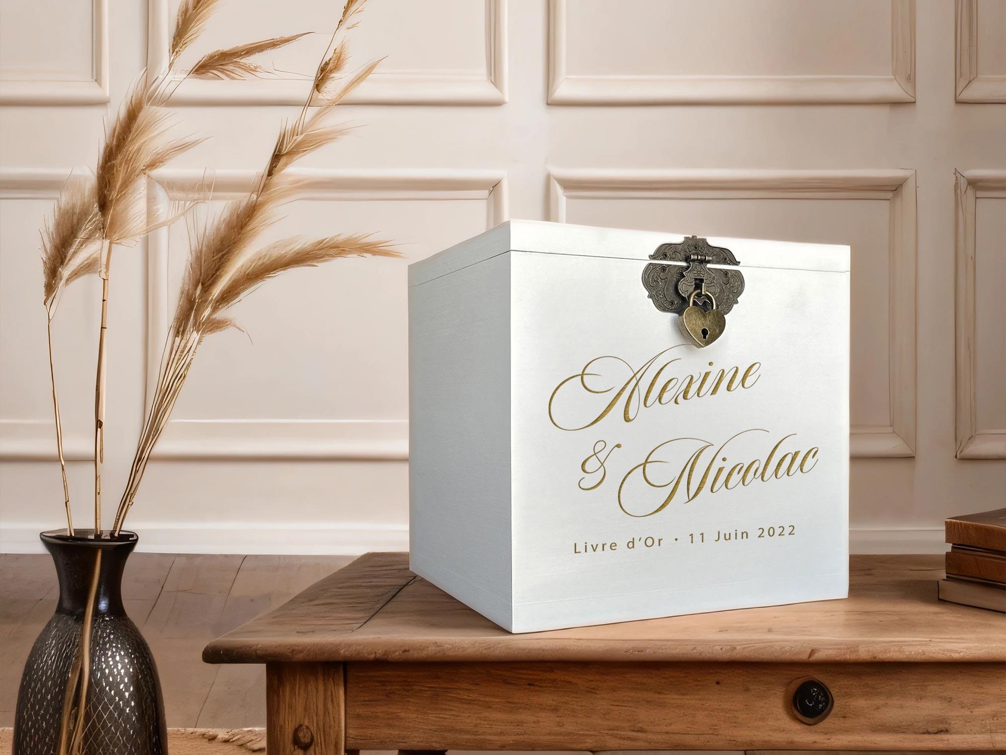 Urne mariage personnalisée, Blanc, Juste toi et moi