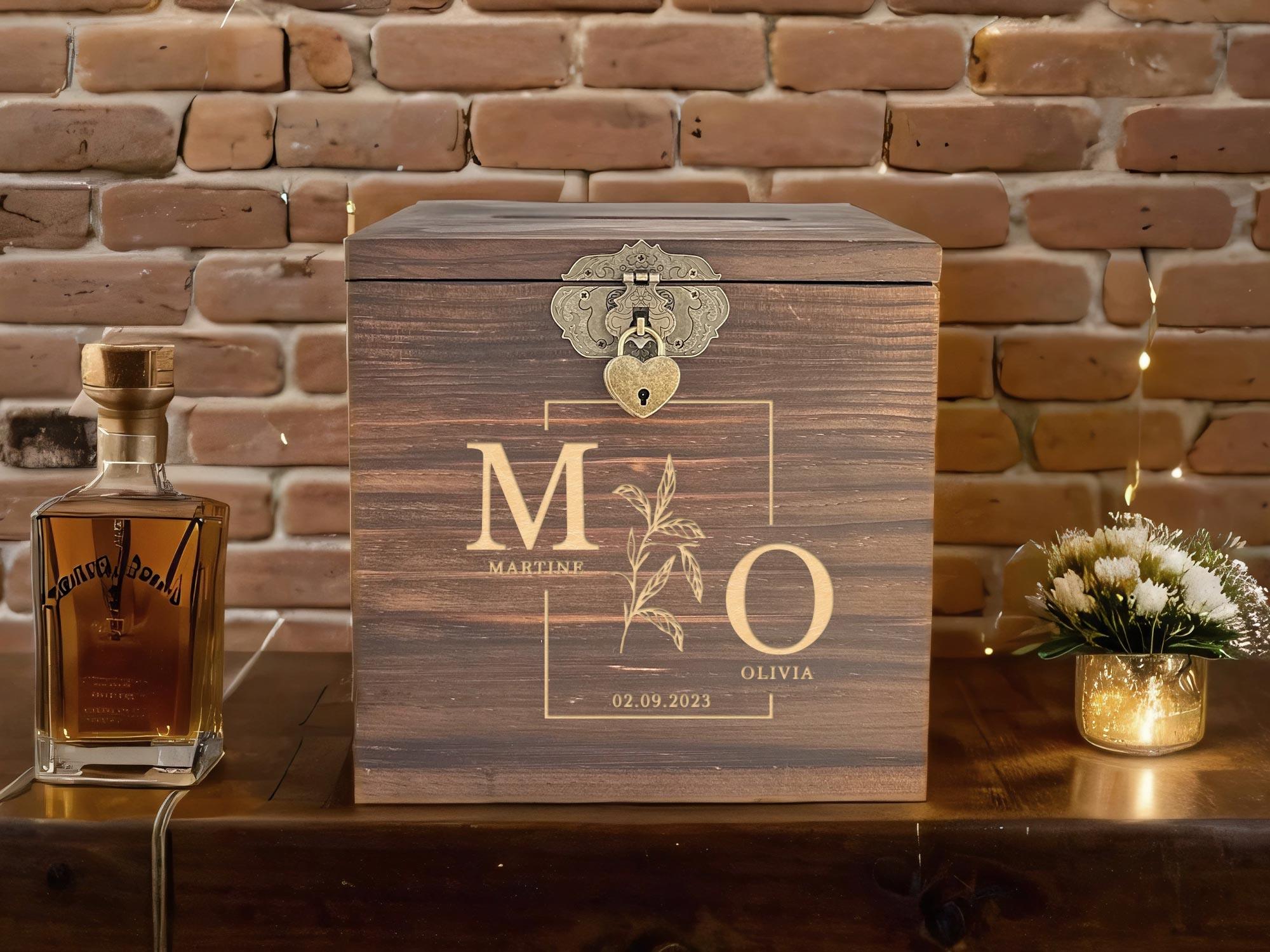 Urne mariage personnalisée, Brulé, Merci