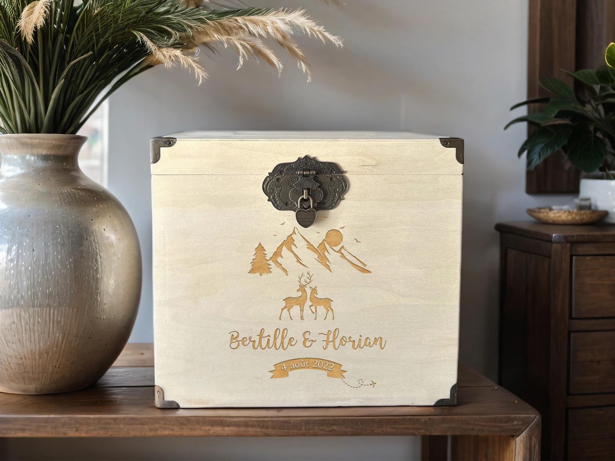 Urne mariage personnalisée, Gris rustique, Souvenirs souvenirs