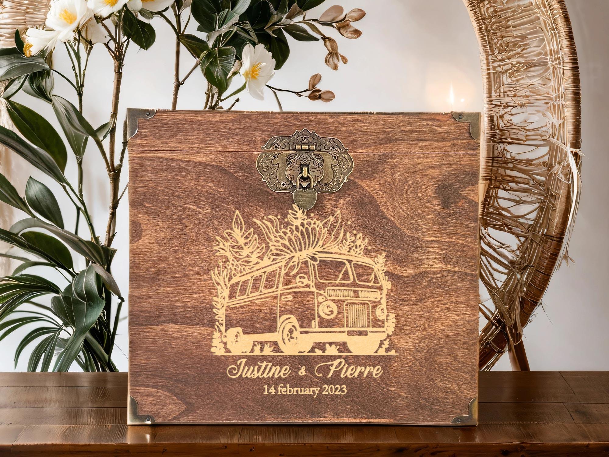 Urne mariage personnalisée, Gris rustique, Souvenirs souvenirs