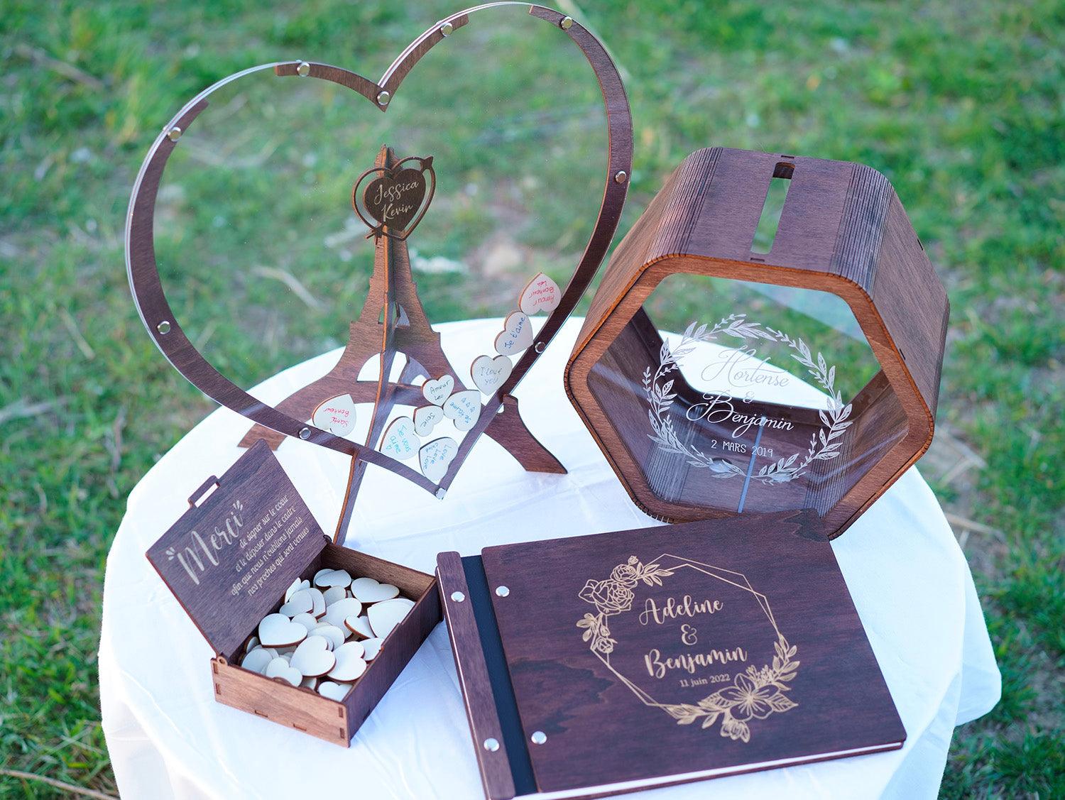 Livre d'or mariage alternative en coeurs personnalisé - 17 - Monzaya