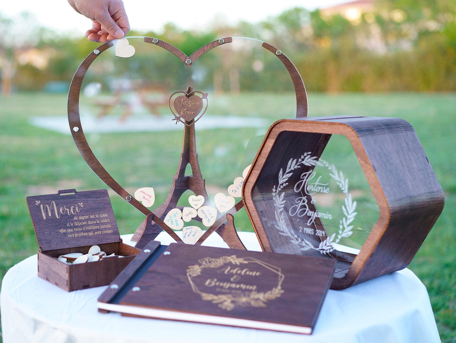 Livre d'or mariage alternative en coeurs personnalisé - 17 - Monzaya