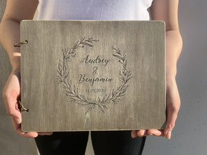 Livre d'or mariage en bois personnalisé - 09 - Monzaya