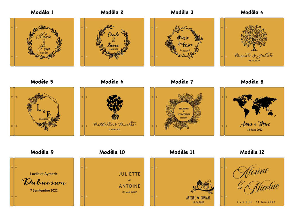 Livre d'or mariage en bois personnalisé - 08 - Monzaya