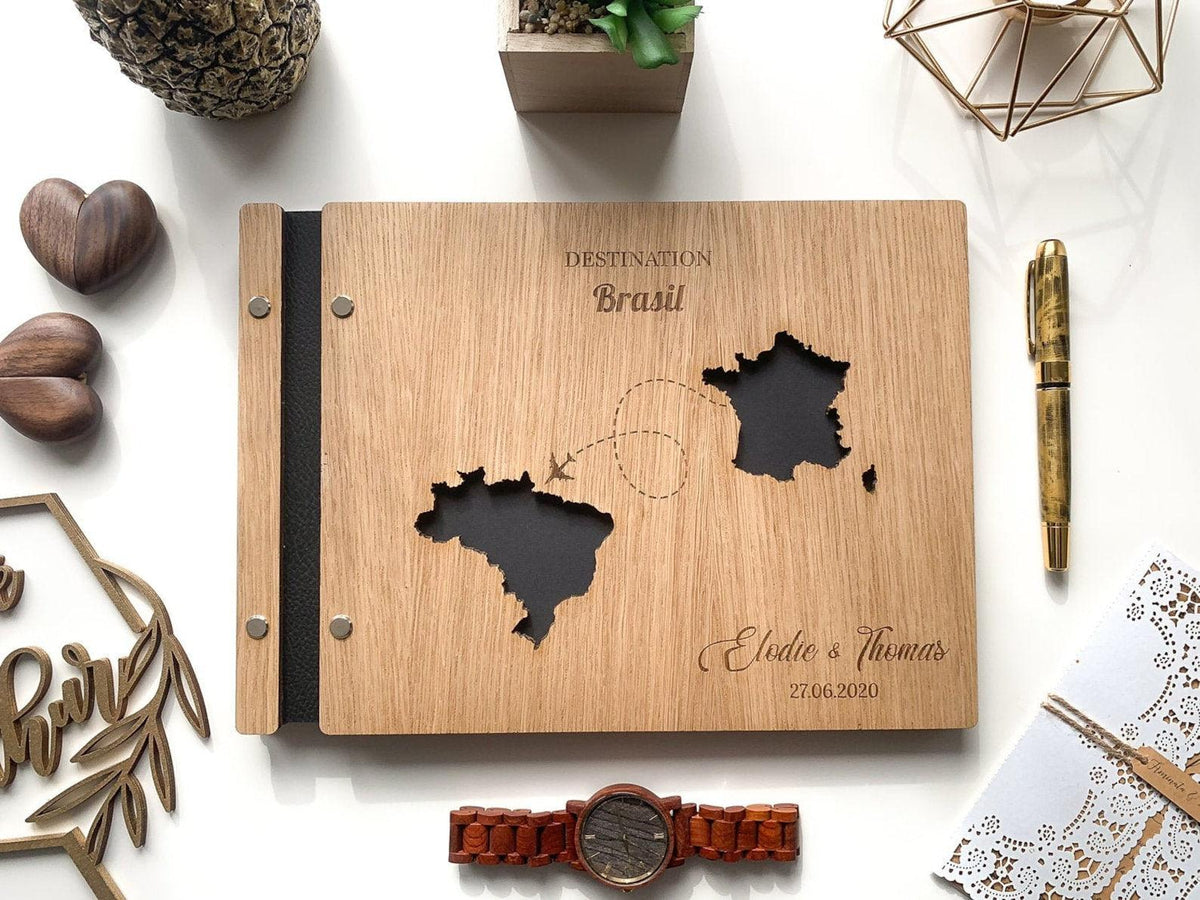 Livre d'or mariage en bois personnalisé - 06 - Monzaya