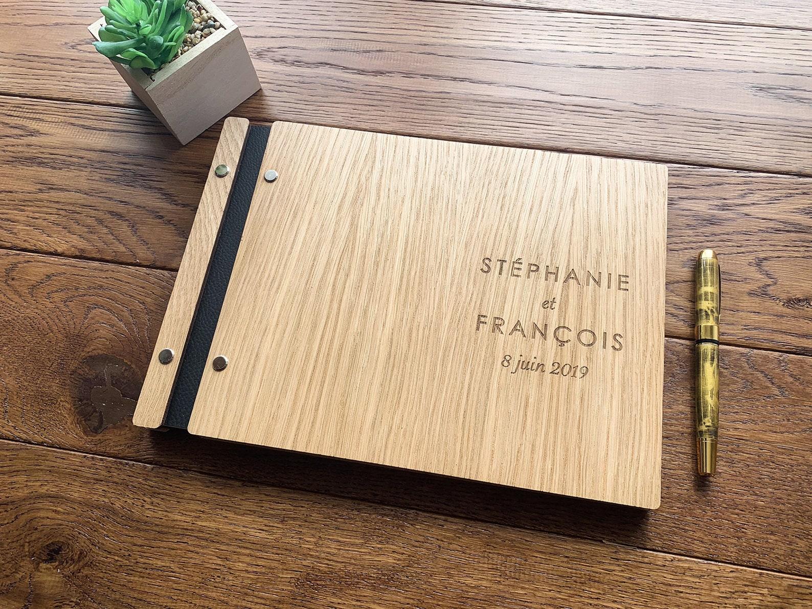 Livre d'or mariage en bois personnalisé - 03 - Monzaya