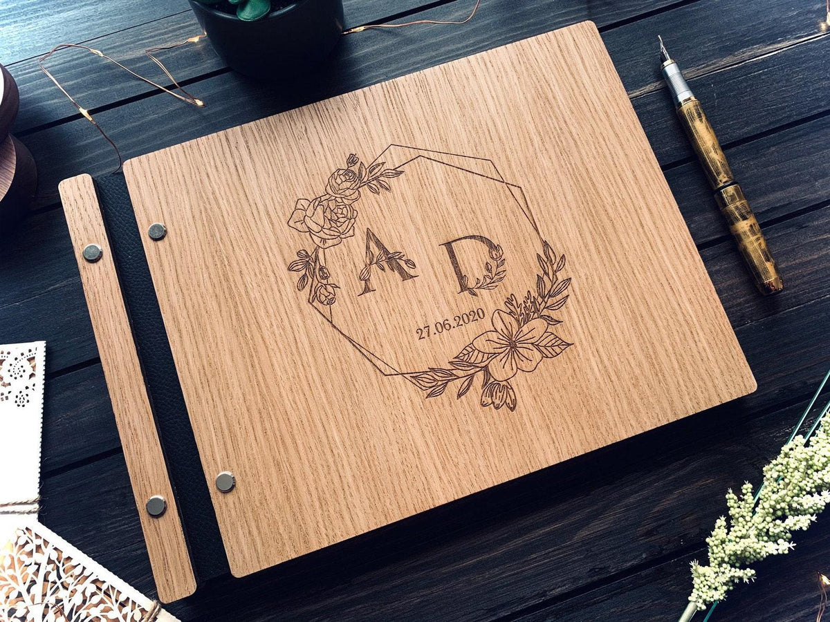 Livre d'or mariage en bois personnalisé - 05 - Monzaya
